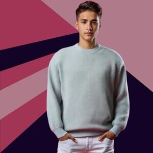 Paul Smith Men's Grey and Blue Jumper